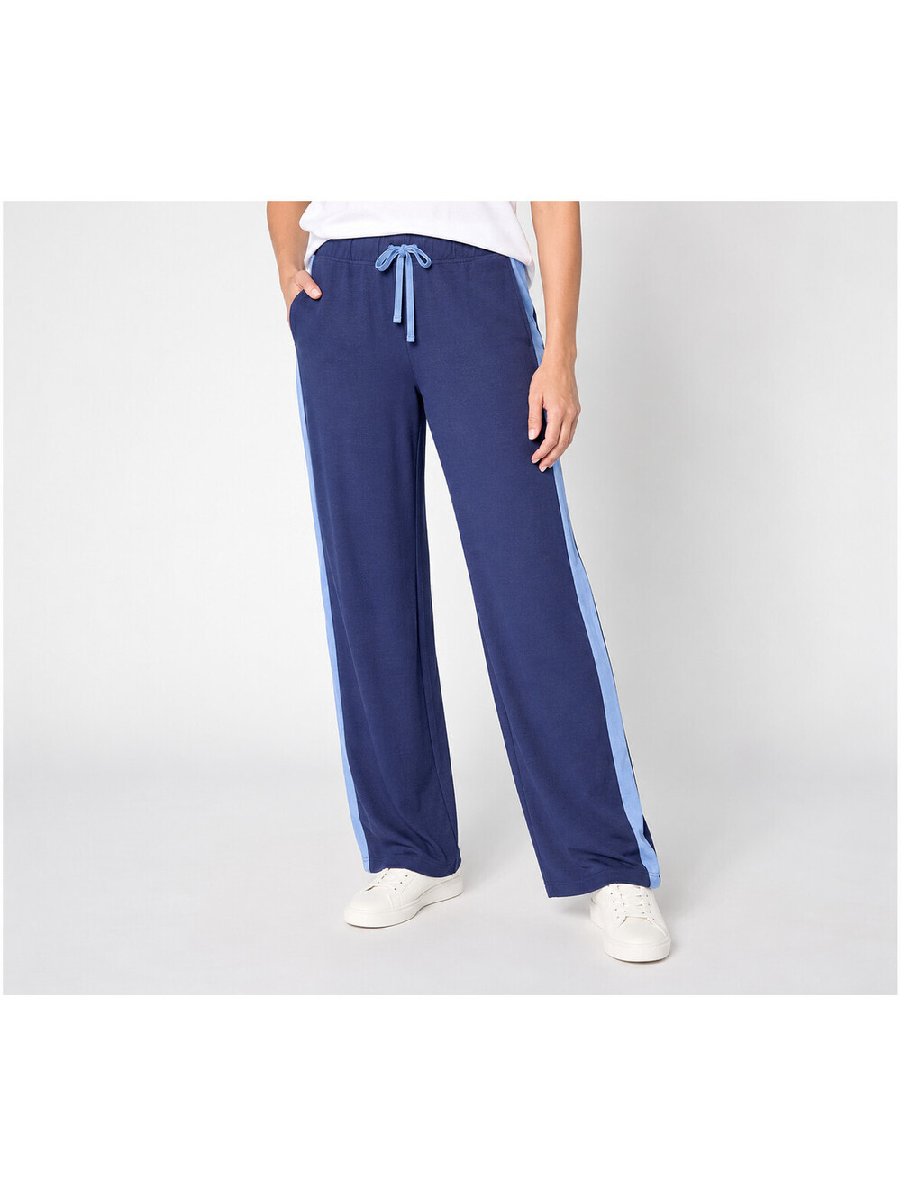 Cuddl Duds Modern Jersey Knit Elastic Waist Lounge Pants Skipper Blue Size Large